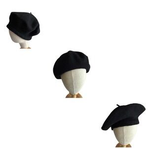 Global Accessories Designer Wool‎ Beret Annastina BLK Icelandic Luxury Paris  OS